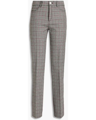 Giambattista Valli Prince Of Wales Checked Wool And Cotton-blend Bootcut Pants - Black