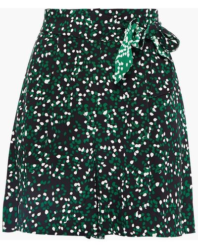Diane von Furstenberg Printed Silk Crepe De Chine Shorts - Green