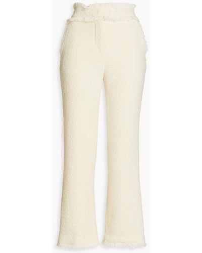 Alberta Ferretti Cropped Wool-blend Tweed Kick-flare Trousers - White