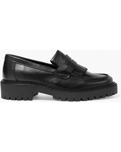 Iris & Ink Clémence Fringed Leather Loafers - Black