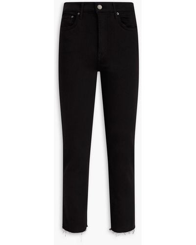 GRLFRND Frayed Cropped High-rise Slim-leg Jeans - Black