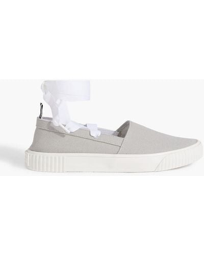Thom Browne Grosgrain-trimmed Canvas Sneakers - White
