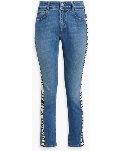Stella McCartney Halbhohe jeans mit geradem bein mit logoprint - Blau