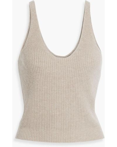 Iris & Ink Ada Ribbed Wool And Cashmere-blend Tank - Natural