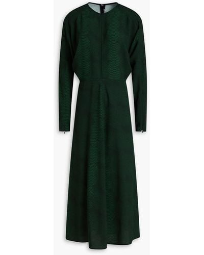 Victoria Beckham Snake-print Crepe Midi Dress - Green