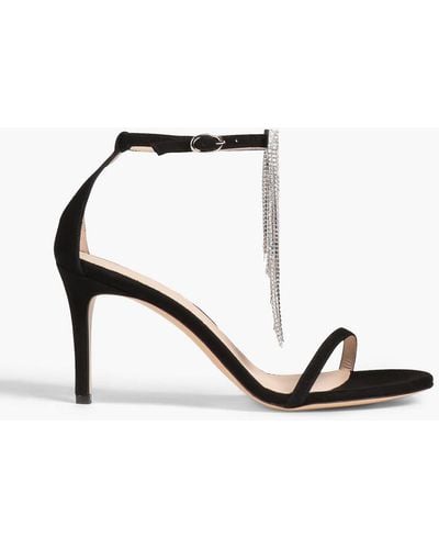 Claudie Pierlot Ariane Crystal-embellished Suede Sandals - White