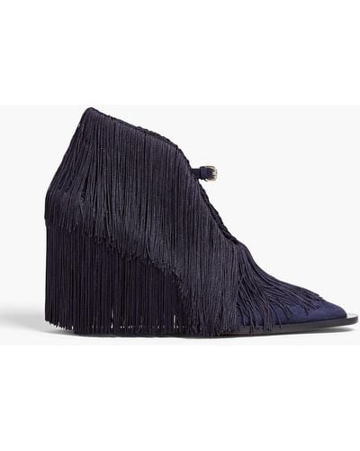 Zimmermann Fringed Suede Ankle Boots - Blue