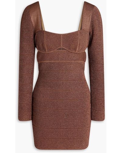 Hervé Léger Cutout Metallic Bandage Mini Dress - Brown