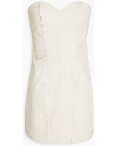 Envelope Beverly Leather Strapless Mini Dress - White