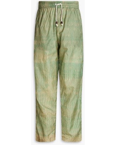 SMR Days Printed Crinkled-silk Drawstring Pants - Green