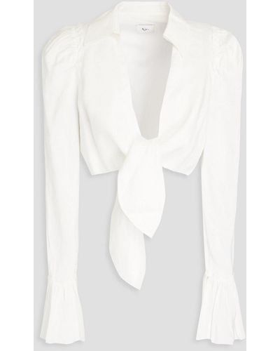 Aje. Nicole Cropped Linen-blend Blouse - White
