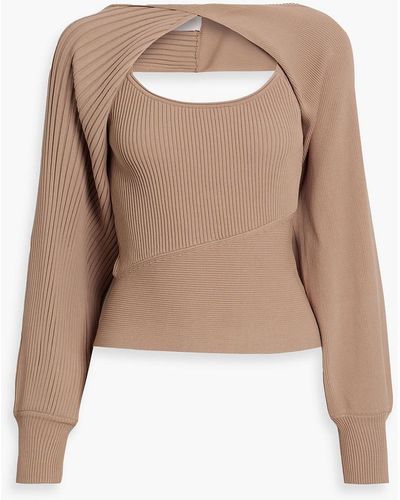 Nicholas Allison Layered Ribbed-knit Top - Natural