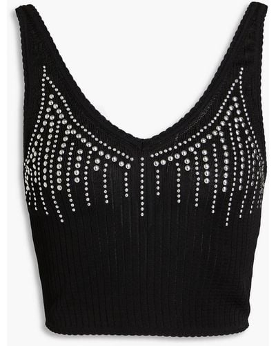 Rabanne Studded Ribbed-knit Top - Black