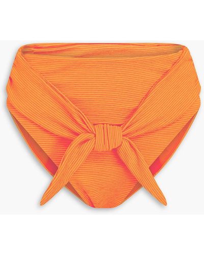 Mara Hoffman Goldie Ribbed Knotted High-rise Bikini Briefs - Orange