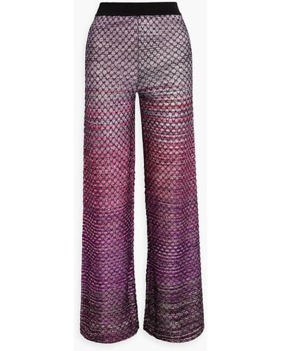 Missoni Embellished Crochet-knit Wide-leg Trousers - Purple
