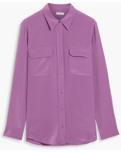 Equipment Slim Signature Washed-silk Shirt - Purple