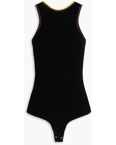 Victoria Beckham Cutout Cotton-blend Terry Bodysuit - Black