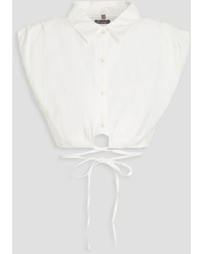 DL1961 Ines Cropped Linen Shirt - White