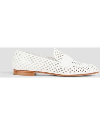 Gianvito Rossi Thierry Perforated Leather Loafers - White