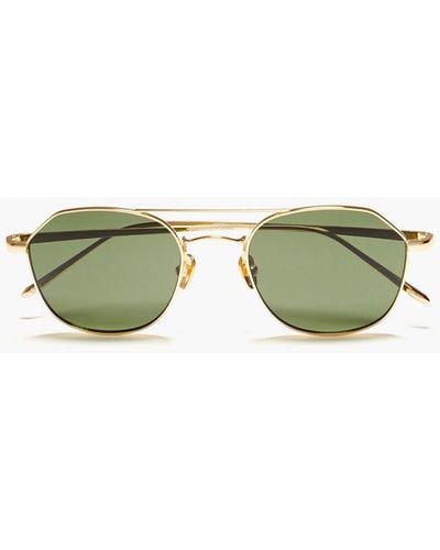 Linda Farrow Hexagon-frame Gold-tone And Titanium Sunglasses - Metallic
