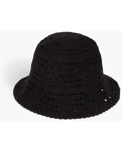 Maje Crocheted Cotton Bucket Hat - Black
