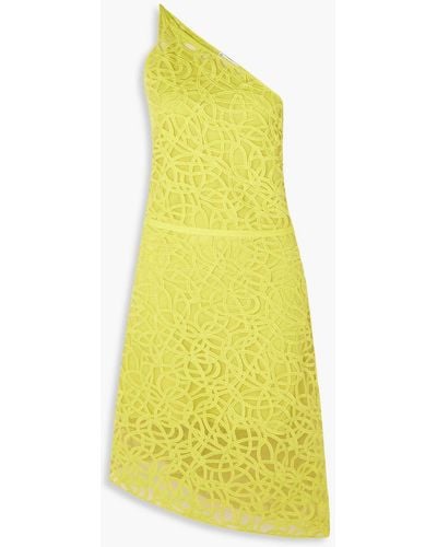 JW Anderson Asymmetric One-shoulder Embroidered Tulle Dress - Yellow