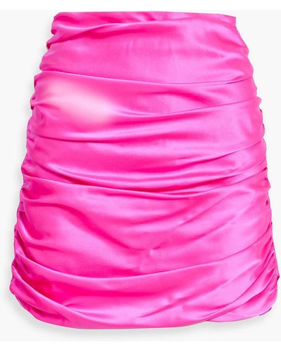 Michelle Mason Ruched Silk-satin Mini Skirt - Pink