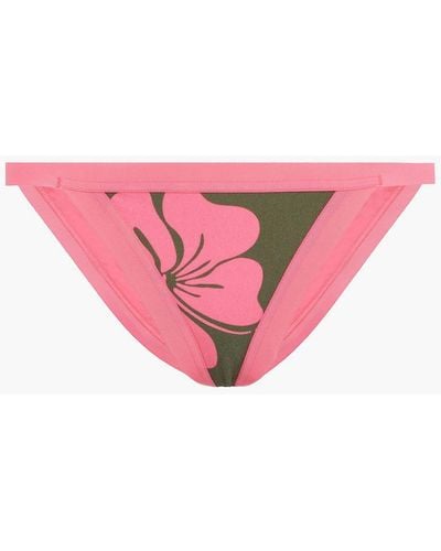 Zimmermann Lulu tief sitzendes bikini-höschen mit floralem print und ripsbandbesatz - Grün