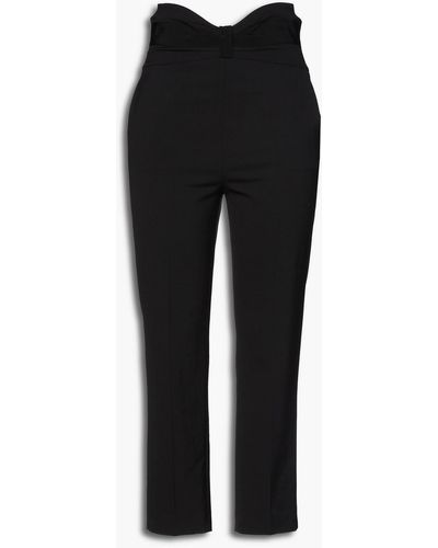 RED Valentino Grosgrain-trimmed Flannel Tapered Trousers - Black