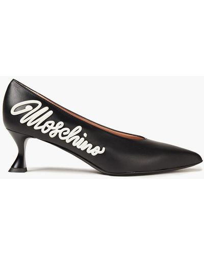 Moschino Logo-appliquéd Leather Court Shoes - Black