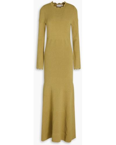 Victoria Beckham Scalloped Knitted Maxi Dress - Yellow
