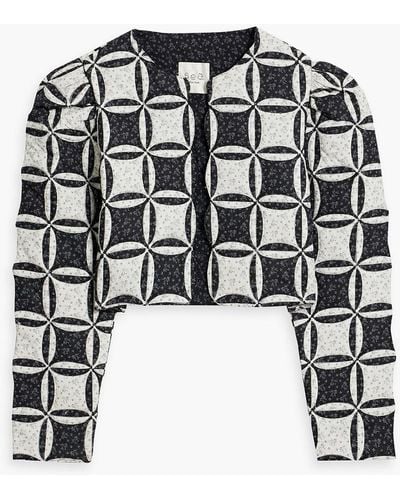 Sea Catalina Cropped Two-tone Patchwork Cotton Jacket - Black