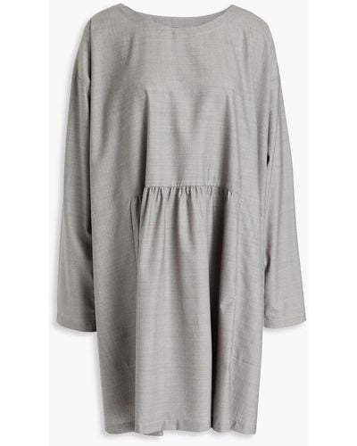 Eskandar Oversized-tunika aus einer melierten woll-seidenmischung mit raffung - Grau