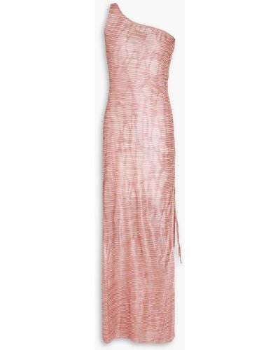 Missoni One-shoulder Metallic Crochet-knit Maxi Dress - Pink