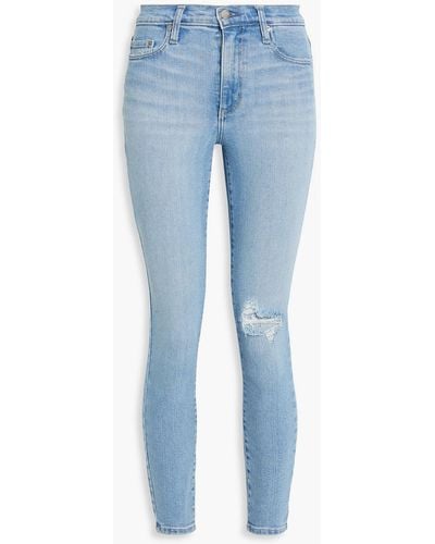 Nobody Denim Cult hoch sitzende cropped skinny jeans in distressed-optik - Blau