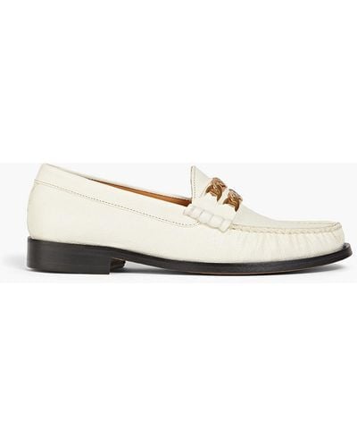 Sandro Max Embellished Lizard-effect Leather Loafers - White