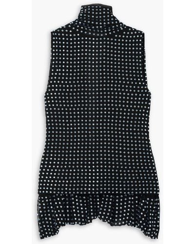 16Arlington Blair Open-back Crystal-embellished Draped Crepe Turtleneck Top - Black