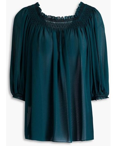 See By Chloé Shirred Georgette Top - Blue