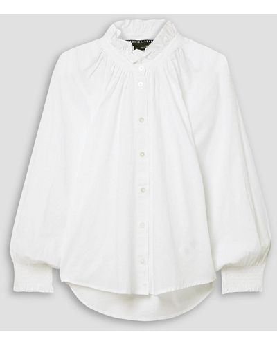 Veronica Beard Ruffled Cotton-voile Blouse - White