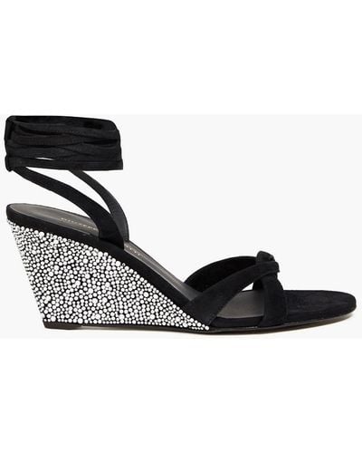Giuseppe Zanotti Ola Strass Crystal-embellished Suede Wedge Sandals - Black