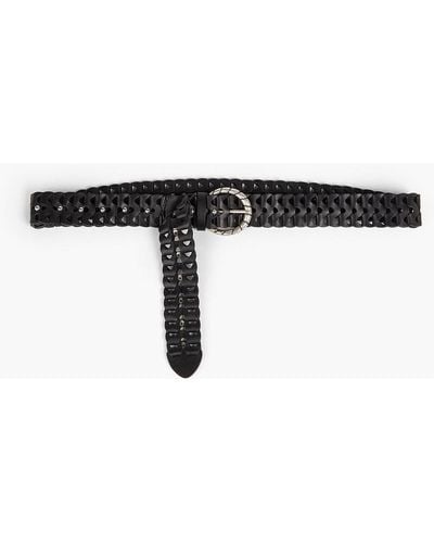 Maje Studded Leather Belt - Black