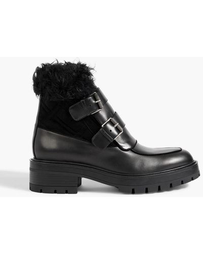 Aquazzura Ryan Ankle Buckle-strap Boots - Black
