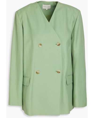 Loulou Studio Double-breasted Twill Blazer - Green