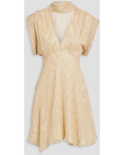 IRO Leven Cutout Silk-blend Metallic Fil Coupé Georgette Mini Dress - Natural