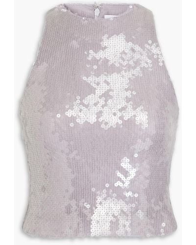 16Arlington Fleur Sequined Mesh Mini Dress - White