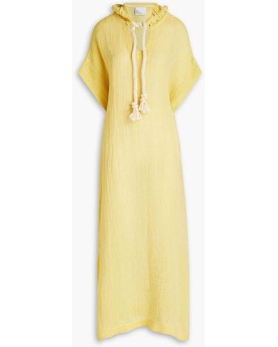 Lisa Marie Fernandez Linen-blend Hooded Kaftan - Yellow