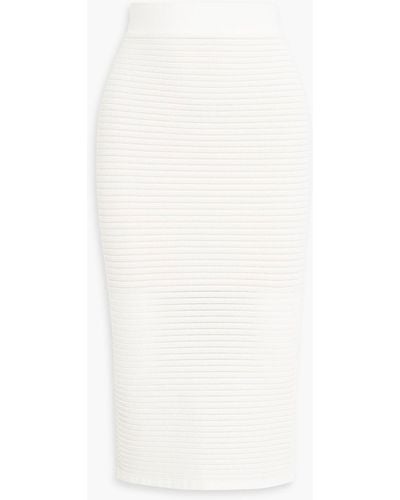 Hervé Léger Textured-bandage Midi Skirt - White