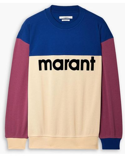 Isabel Marant Aftonia sweatshirt aus beflocktem baumwoll-piqué in colour-block-optik - Blau