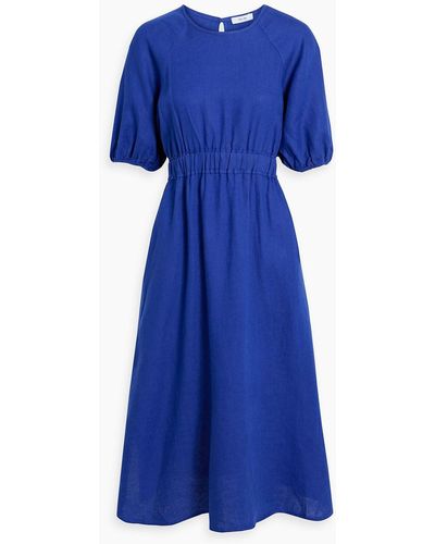 Iris & Ink Corinne Linen Midi Dress - Blue