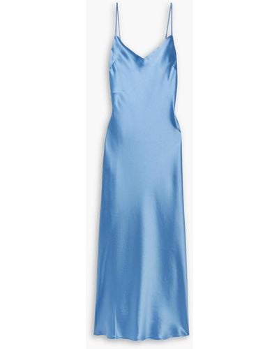 Galvan London Satin Midi Dress - Blue
